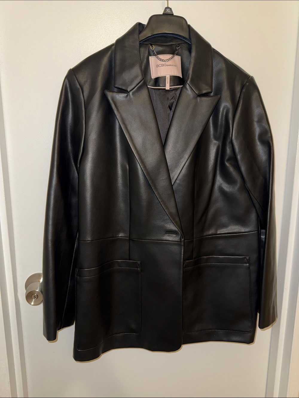 BCBGeneration Black Faux Leather Blazer Jacket